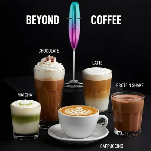 Vista 176 de Zulay Milk Boss Espumador de leche potente manual, hace espuma para latte, batidor para mezclar bebidas, café, miniespumador para capuchino, frappé