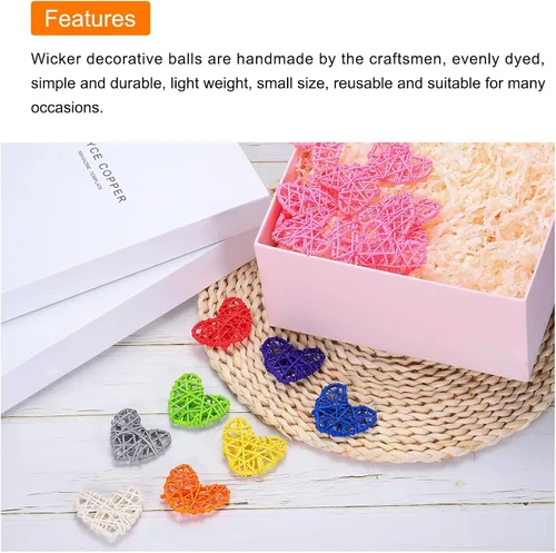Vista 3 de MECCANIXITY 8 piezas de jarrón de ratán en forma de corazón de ratán natural para decoración del día de San Valentín, decoración del hogar, boda