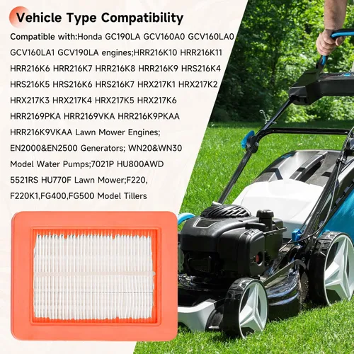 Vista 7 de 17211-Z8B-901 17211-zl8-023 Filtro de aire compatible con motores Honda gc135 gcv160 gc190 gcv135 gcv160LA1 gcv190LA Engines HRR216K6-K11 HRR2166