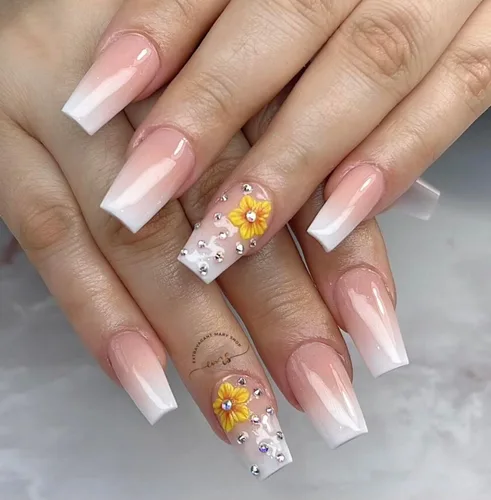 Vista 3 de Abalorios de uñas de flores en 3D de acrílico otoño, hechos a mano con polvo acrílico - Kit de 24 piezas de flores, diamantes de imitación