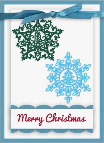 Vista 2 de ORIGACH 4 plantillas de plantillas de troqueles de corte de metal con copos de nieve para hacer tarjetas de Navidad y álbumes de recortes