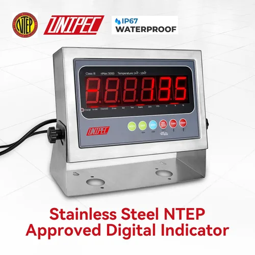 Vista 3 de Indicador digital PEC 304 de acero inoxidable aprobado por NTEP con pantalla LED para básculas de piso, básculas de ganado, básculas de camiones