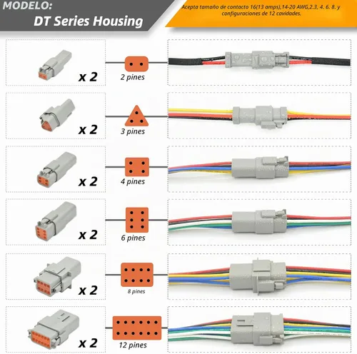 Vista 3 de Kit de conectores Deutsch DT de 217 piezas, 12 kits con crimpadora y herramienta de extracción de terminales, resistente al agua IP68 de 2, 3, 4, 6