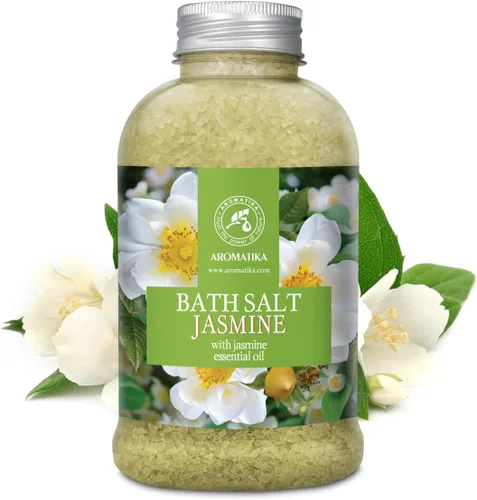 Vista 2 de Sal marina de baño jazmín de 21.16 onzas – Sales de baño con aceite esencial de jazmín para baño – baño relajante – Cuidado corporal – Relajación
