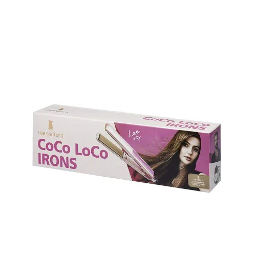 Vista 4 de Lee Stafford Plancha profesional para el cabello, plancha plana de cerámica Coco LoCo, control de temperatura variable, placas flotantes, color rosa