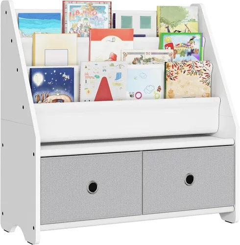 Vista 9 de CHOEZON Estantería infantil y almacenamiento de juguetes, estante de libros para niños de gran capacidad de 4 niveles, estantería para niños