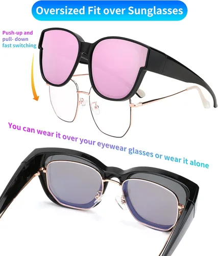 Vista 4 de FEISEDY Oversized Polarized Fit Over Sunglasses Trendy Cat Eye Wear Over Eyewear Glasses UV400 Protection B2922