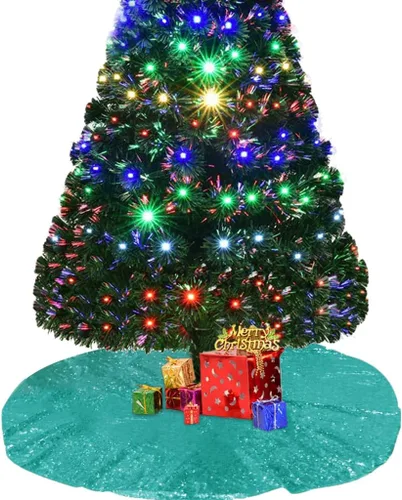 Vista 7 de DUOBAO Falda de Árbol Rosa de Navidad Brillante Faldas de Navidad Halloween Mini 24 Pulgadas Adorno, Elegante Decoración para Hogar Exterior e