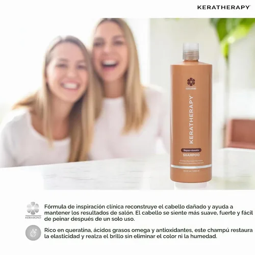 Vista 6 de KERATHERAPY KeratinFIXX Champú reparador con infusión de queratina, 33.8 onzas líquidas, 33.8 fl oz – Champú reparador para cabello seco, dañado