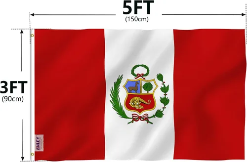 Vista 7 de Anley Fly Breeze - Bandera de Perú de 3 x 5 pies, color vivo y a prueba de decoloración, cabecera de lona y doble costura, banderas nacionales