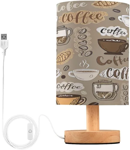 Vista 8 de Kigai Lámpara de mesa de cuadros azul para dormitorio, lámpara de noche LED para mesita de noche, lámpara de gingham, luz de guardería con puertos