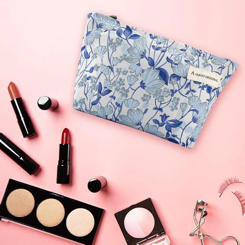 Vista 6 de Bolsas de cosméticos para mujer, bolsa de maquillaje estética grande, organizador de cuidado de la piel, bolsa de maquillaje floral, bolsas lindas