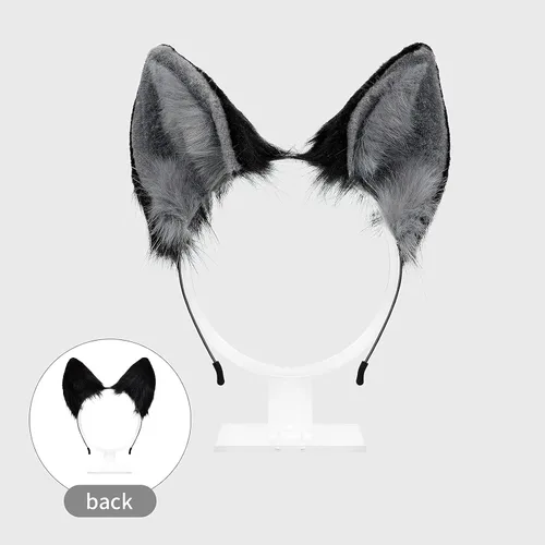Vista 6 de Diadema con orejas de zorro y gato peludo, para Halloween, cosplay, fiesta de disfraces para mujeres y niñas