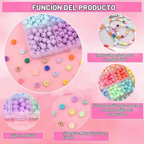 Vista 4 de 1440 piezas de cuentas redondas de acrílico mate de 6 mm de color caramelo, 24 colores surtidos de cuentas de chicle de plástico con agujero Juego