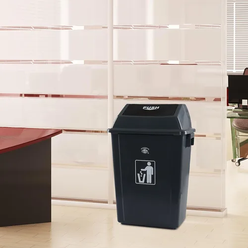 Vista 6 de Readsky Bote de basura de plástico para cocina de 13 galones con tapa giratoria, gris, 4 paquetes