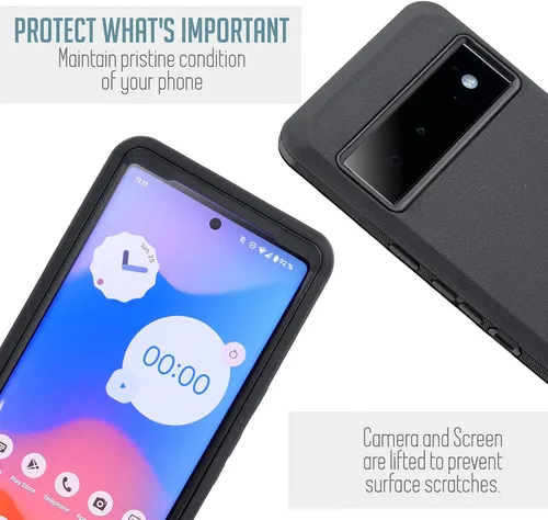 Vista 2 de Customerfirst - Funda para Google Pixel 6A, funda para Pixel 6A 5G con [funda de clip para cinturón] [protector de pantalla integrado] resistente a