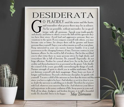 Vista 5 de Wallbuddy Poema Desiderata en Español Desiderata Poster de Poesía Desiderata Regalo de Graduación Poema para Estudiante Graduado por Max Erhmann