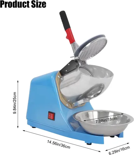 Vista 6 de Trituradora de hielo eléctrica de 110 V, máquina portátil de acero inoxidable de 4 cuchillas para hielo afeitada, máquina de hielo afeitado de 300 W