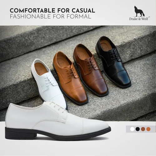 Vista 4 de Drake & Wolf Handmade Mens Oxford Shoes - Mens Dress Shoes - Classic Manmade Microfiber Leather Oxfords for Men Casual Dress Shoes - Comfortable