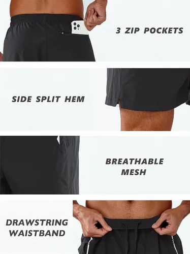 Vista 5 de NORTHYARD Pantalones cortos deportivos para correr para hombre, 5 pulgadas, 7 pulgadas, 9 pulgadas, entrenamiento, gimnasio, tenis, secado rápido