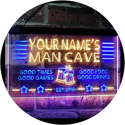 Vista 15 de ADVPRO Letrero de neón LED personalizado con texto en inglés "Man Cave Home Bar Est. Year Single Color LED Neon Sign 12 x 8.5" st4s32-x0012a-tm-b