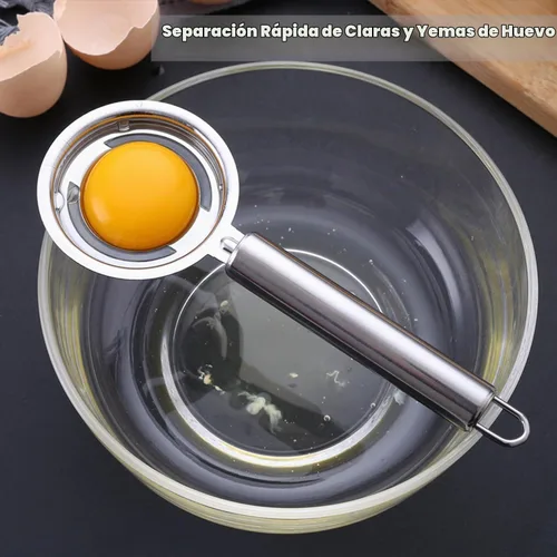Vista 2 de Separador de huevos, herramienta de acero inoxidable para separar yema y clara de huevo
