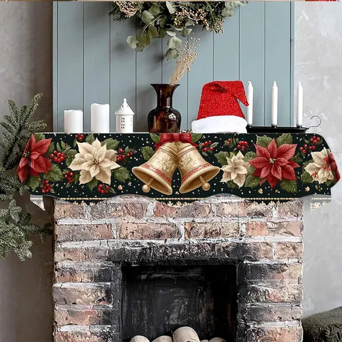 Vista 3 de NYZE Bufanda para Repisa de Chimenea Navideña 60 x 17 Pulgadas Cubierta Decorativa para Repisa de Chimenea de Navidad Camino de Mesa para Repisa