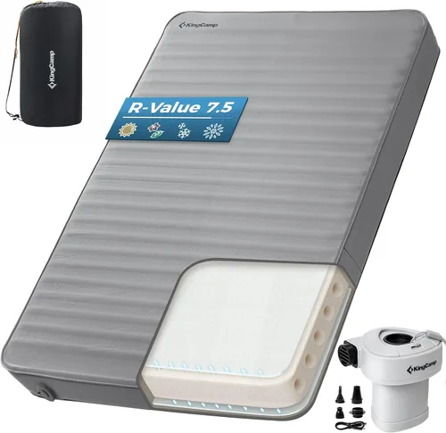 Vista 12 de KingCamp PREMIUM SINGLE - Colchoneta de dormir autoinflable, colchón de aire y espuma de valor R 7.5, almohadilla de dormir aislada de 3 pulgadas