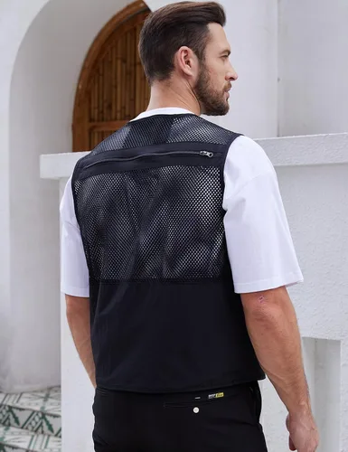 Vista 4 de Gihuo - Chaleco de pesca para hombre, con bolsillos, para viajar, ir de safari o practicar tiro