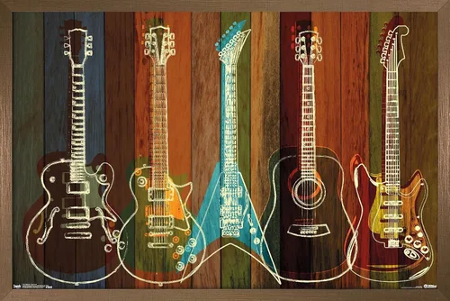 Vista 9 de Trends International Póster de pared de guitarras para pared, 14.725 x 22.375 pulgadas, versión enmarcada de madera de granero Versión enmarcada