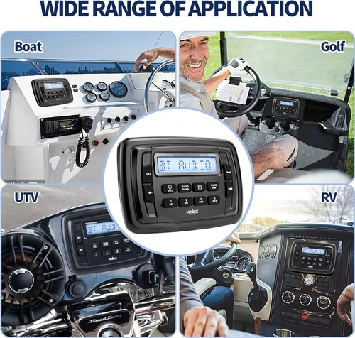 Vista 6 de Velex Powersport Radio estéreo marina AM FM sintonizador estéreo 4 x 45 W Bluetooth Streaming UTV ATV