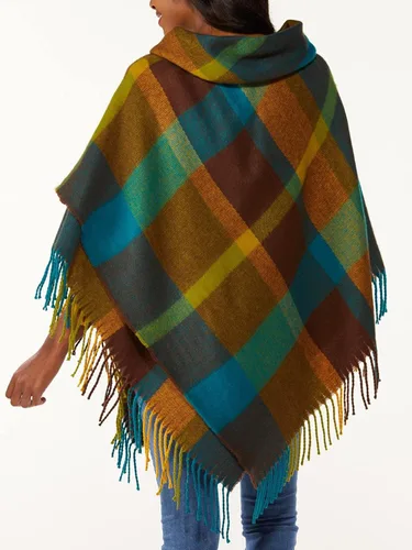 Vista 20 de Moss Rose Chal de viaje para mujer, capa tipo poncho de frente abierto para otoño e invierno