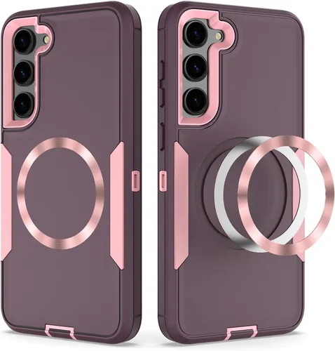 Vista 2 de Funda diseñada para Samsung Galaxy S23, magnética, doble protección contra caídas, resistente, compatible con MagSafe, a prueba de polvo, no se Negro
