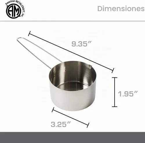 Vista 4 de American Metalcraft MCL10 Taza medidora de acero inoxidable, 1 taza