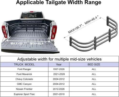 Vista 4 de Extensor de caja de camión para Ford Ranger, Maverick, Chevy Colorado, GMC Canyon, camionetas Nissan Frontier, extensión de cama de 24 pulgadas