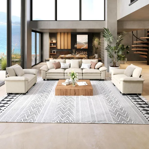 Vista 18 de SUNSHINE VALLEY - Juego de sofá de 2 piezas para sala de estar, sofá biplaza y sillón