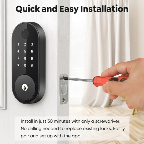 Vista 8 de Cerradura inteligente de huellas digitales con teclado – Cerradura de entrada sin llave para casa, apartamento, oficina, Airbnb, alquiler, niños