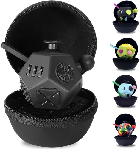 Vista 6 de PILPOC theFube Cubo Fidget con 12 lados - Juguetes prácticos para la ansiedad para niños y adultos - Dados fidget para aliviar el estrés