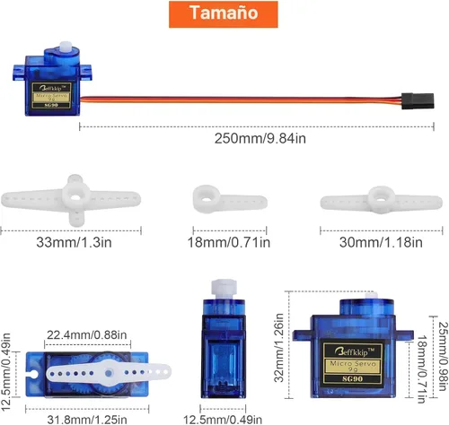 Vista 7 de 4 unidades de micro servos SG90 de 9g para control remoto de robot, helicóptero, avión, auto, barco