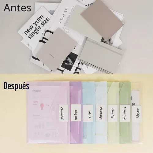 Vista 5 de EOOUT 7 sobres de plástico, carpetas de archivos de plástico para documentos, carpetas de archivos con cierre de con bolsillo para etiquetas