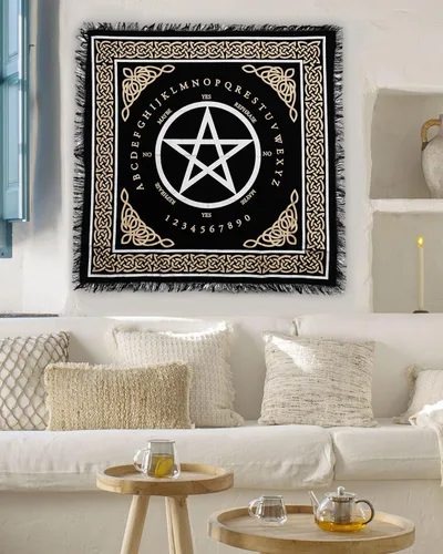 Vista 4 de Indian Consigners Paño de Altar A-Z Hechizo Pentagrama Brujería Alter Tarot Distribución Paño Superior Wiccano Cuadrado Espiritual 24 por 24 Paño