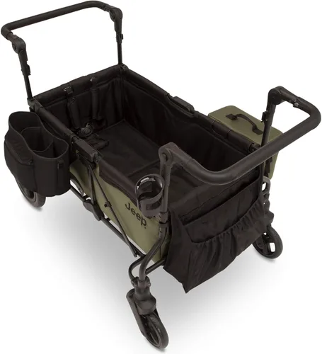 Vista 12 de Jeep Deluxe Wrangler Cochecito Wagon con bolsa enfriadora y organizador para padres por Delta Children, negro/verde