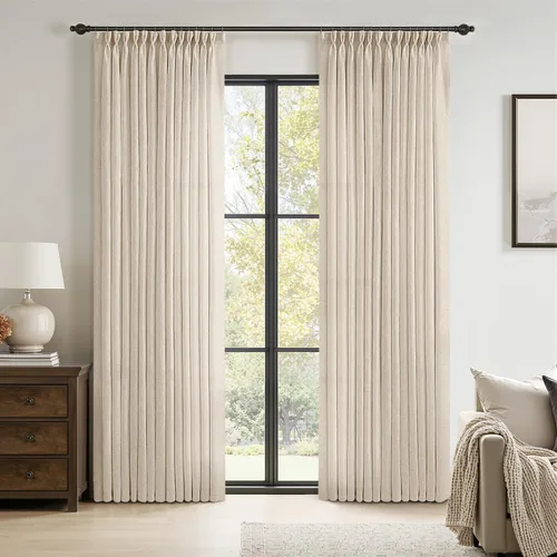 Vista 12 de MIULEE Cortinas de Lino con Pliegues Pinzados de 96 Pulgadas de Largo, Juego de 2 Paneles para Dormitorio y Sala de Estar, Cortinas