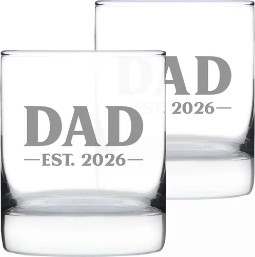Vista 16 de Dad Est 20XX personalizado – Nuevo padre whisky rocas regalo de cristal para padres primerizos – Gafas personalizadas atrevidas de 10.25 onzas