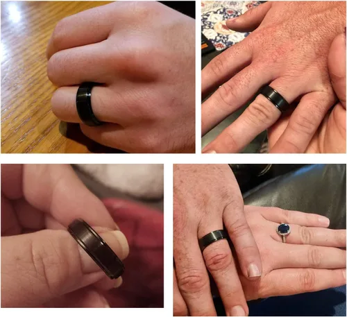 Vista 4 de TRUMIUM - Anillo de boda de carburo de tungsteno de 1564 y 516 de pulgada, para hombres y mujeres, con borde escalonado, grabado en inglés I Love