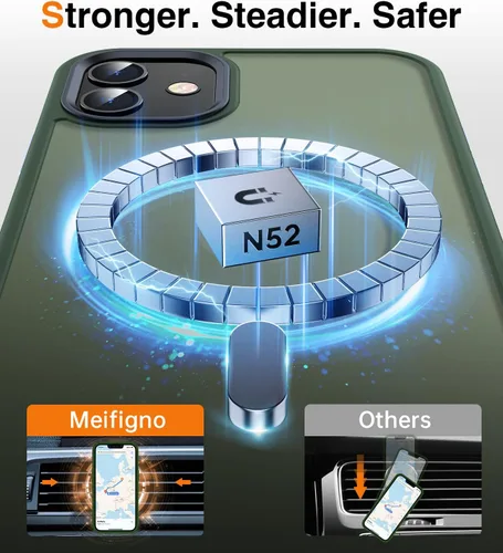 Vista 2 de Meifigno Funda magnética para iPhone 11, [protección de grado militar y compatible con Magsafe], policarbonato mate translúcido con teclas