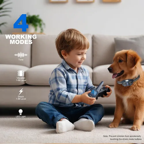 Vista 2 de Collar electrónico para perro con control remoto, collar de entrenamiento de perro impermeable de 2600 pies para perros pequeños, medianos