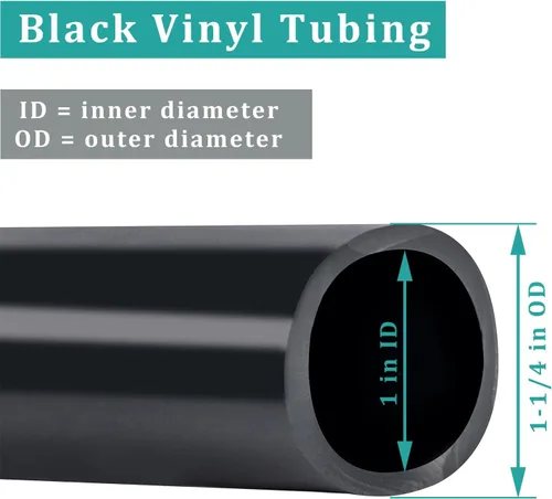 Vista 2 de Tubo de Vinilo Negro 1" DI × 1 1/4" DE - 10 Pies Tubo de Plástico Flexible PVC Manguera Híbrida, Para Transferir Agua Aire Aceite para Estanque