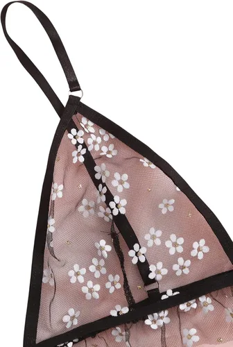 Vista 4 de Verdusa Conjunto de lencería de malla floral de 2 piezas para mujer