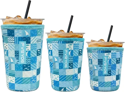 Vista 98 de Reusable Insulated Neoprene Iced Coffee Sleeves for Iced Coffee Cups, Coffee Coolies sleeves for Iced & Hot Drinks